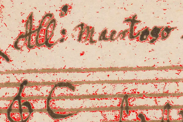 Strumenti di analisi spettrografica su manoscritto musicale antico