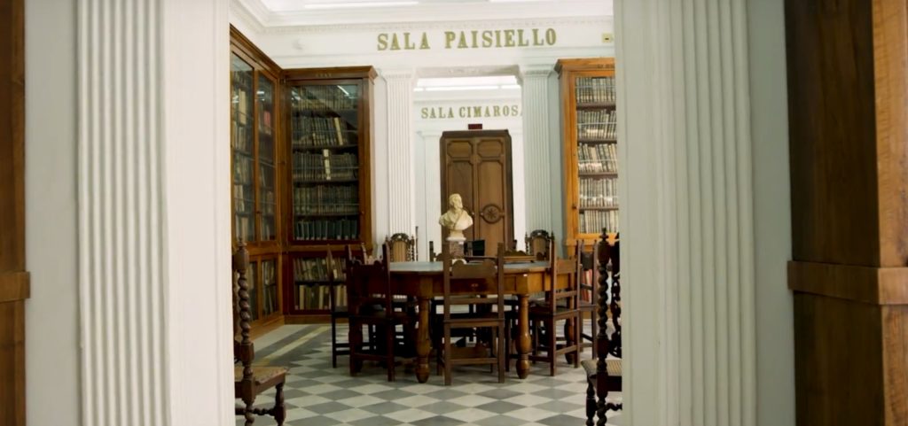 Scuola napoletana. sala del Conservatorio  San Pietro Maiella a Napoli ove si insegnava l'antica arte dei partimenti